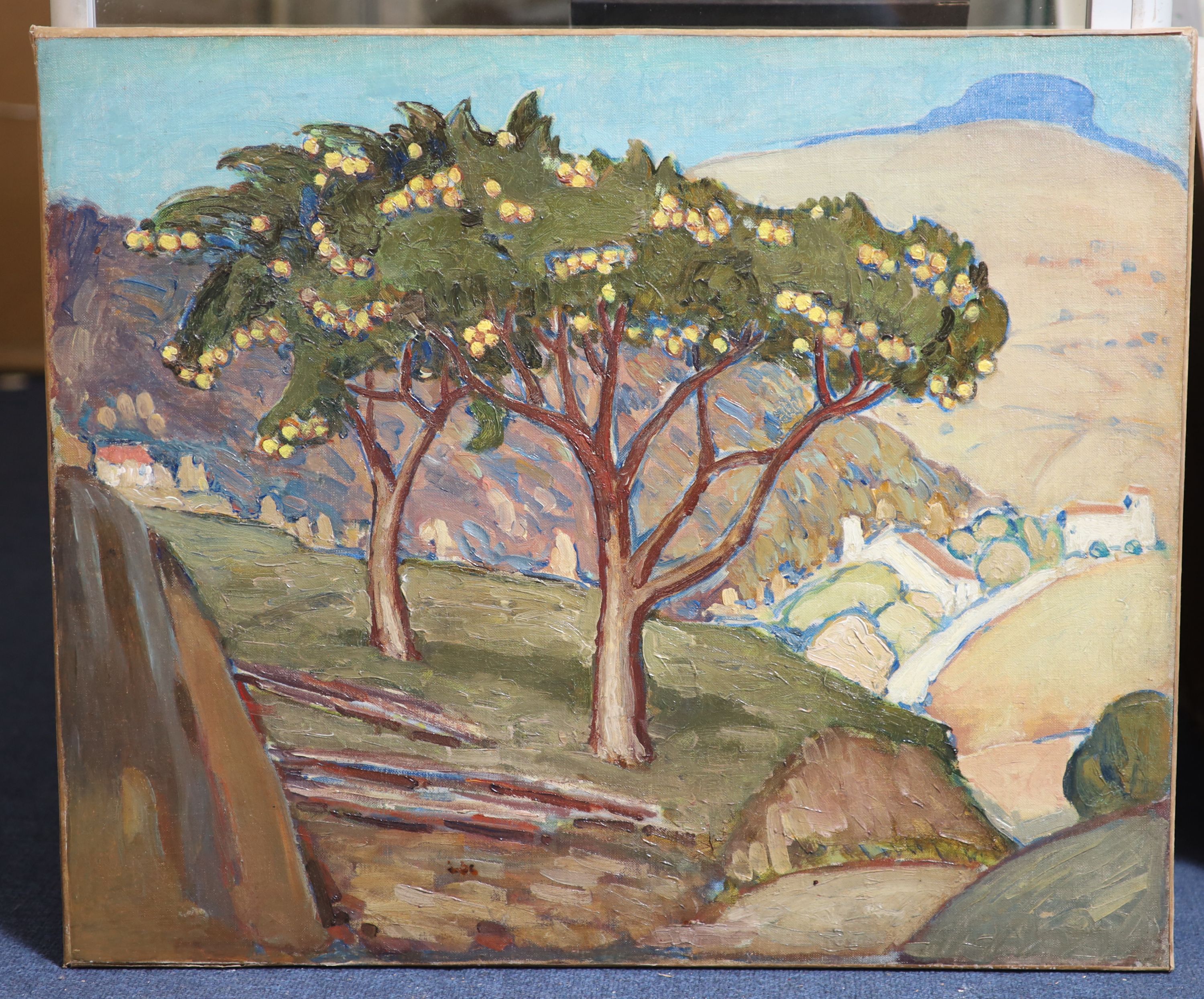 Thomas Brown Yates (1882-1968), Landscape with orange trees, Oil on canvas, 51 x 60 cm. unframed